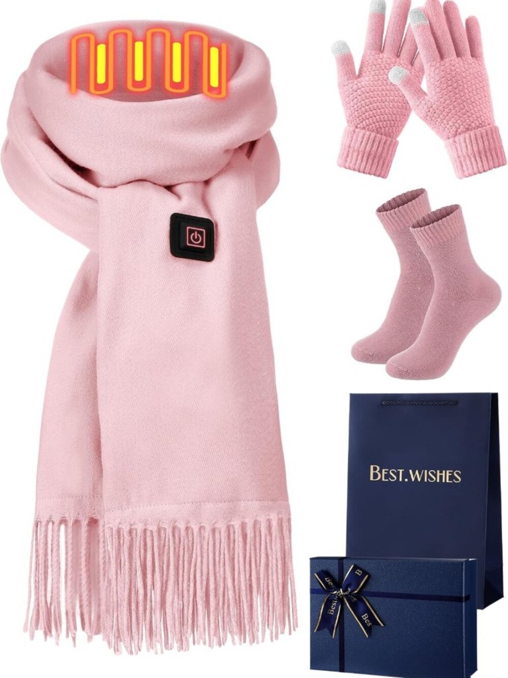 Cozy Heated Scarf Set for Men & Women - 4 Pcs Warm Gloves & Socks Gift